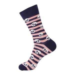 Pink Striped Skull Socks