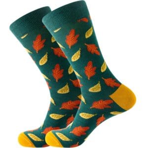 Green & Yellow Autumn Leaf Socks