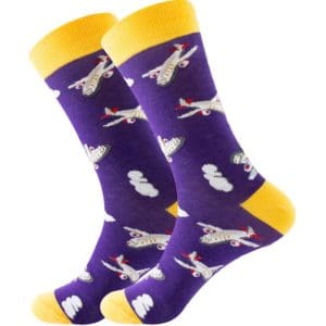Yellow & Purple Airplane Socks