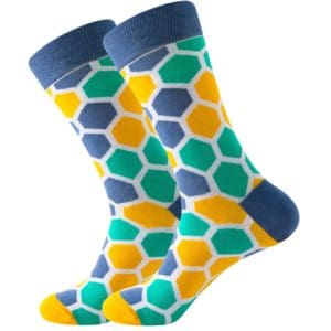 Blue, Green & Yellow Hexagon Socks
