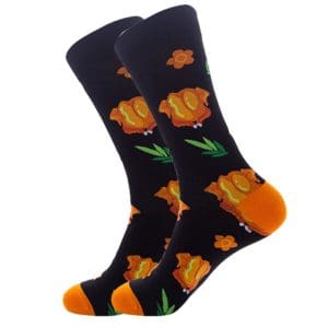 Orange Flower Socks
