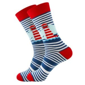 Red & Blue Lighthouse Socks