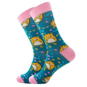 Pink & Blue Fat Cat Socks