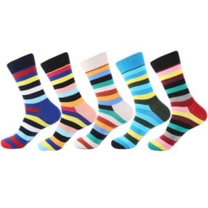 Spectrum Stripes - 5-Pack Vivid Striped Crew Socks