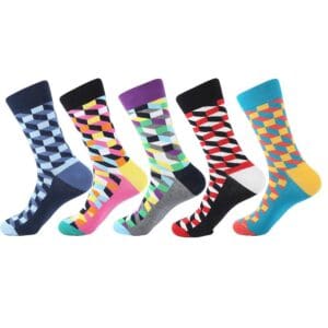 Kaleidoscopic Checkmate - 5-Pack Checkerboard Crew Socks