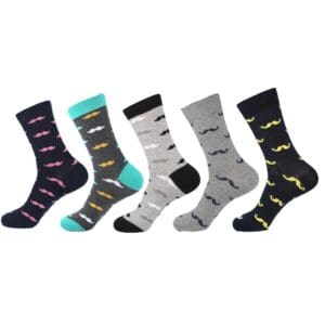 Charming ‘Stache – 5-Pack Mustache Crew Socks