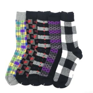 Checkered Spectrum - Men's Mixed-Pattern Crew Socks