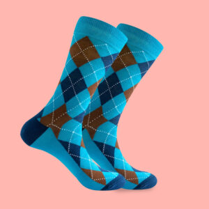 Vibrant Blue Argyle Socks for Men - Fun & Stylish Pattern