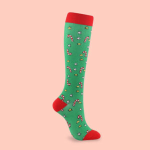 Candy Cane Compression Socks | Festive Knee-High Support Socks