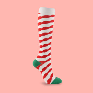 Candy Stripe Compression Socks | Festive Knee-High Support Socks