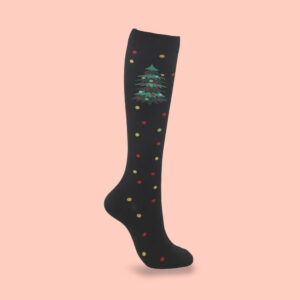 Christmas Tree Polka Dot Compression Knee-High Socks