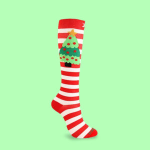 Christmas Tree Striped Compression Socks | Festive Knee-High Support