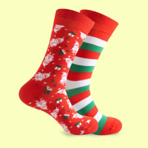 Festive Stripes & Santa Print Christmas Socks | Fun Holiday Socks