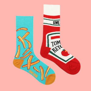 Fries & Ketchup Odd Socks – Serve Up Some Fun for Your Feet!