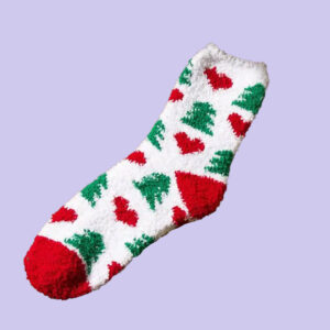 Fuzzy Christmas Tree & Heart Socks