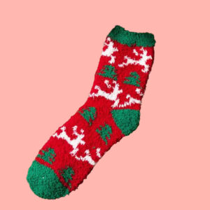 Fuzzy Reindeer & Christmas Tree Socks