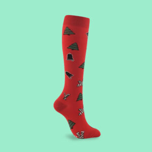 Holiday Cheer Compression Socks | Christmas Trees & Bells Knee-High Support