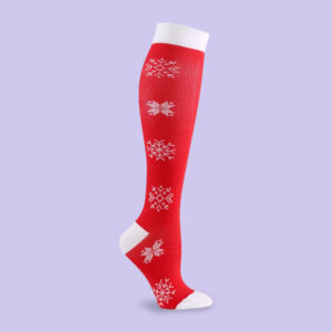 Red Snowflake Compression Knee-High Socks