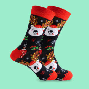 Cute Reindeer Polar Bear Christmas Socks | Festive Fun Socks
