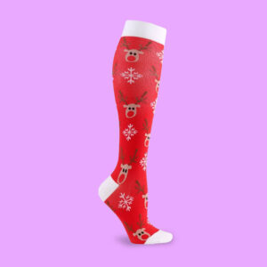 Reindeer & Snowflake Compression Knee-High Socks