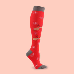 Reindeer & Snowflake Compression Socks | Festive Knee-High Support