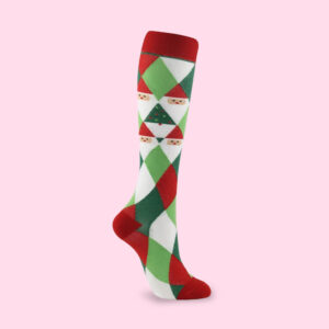 Santa Argyle Compression Knee-High Socks