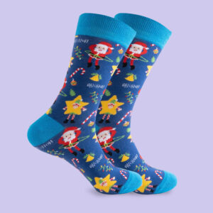 Santa Hula Hoop Fun Christmas Socks | Colorful Holiday Socks